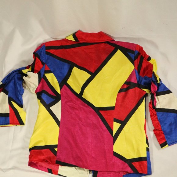 vtg MISHCA Multicolor Geometric Pattern Zip up Jacket Sz MEDIUM - Picture 7 of 13
